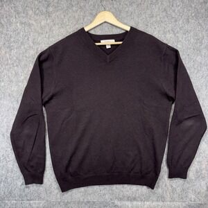 Turnburry‎ Cashmere Sweater Men's Medium Brown V Neck Preppy Soft